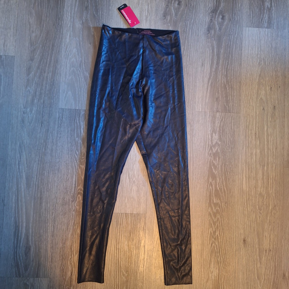 Commando Faux Leather Leggings Black High Rise Stretch Pants NWT Size Large